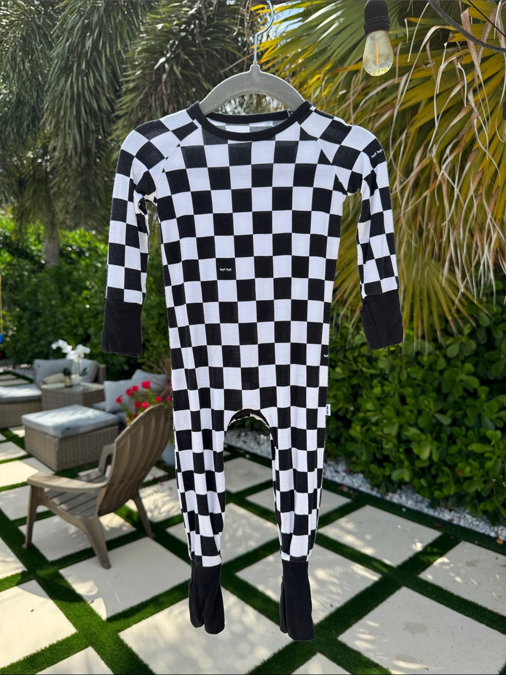 LITTLE SLEEPIES checkered onesie